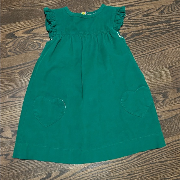 Mini Boden Other - Mini Boden Green Corduroy Dress with Heart Shaped Pockets EUC 2T-3T